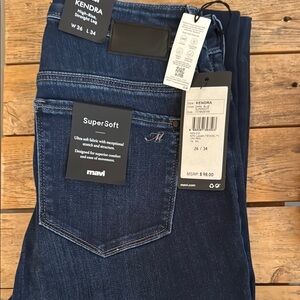 Mavi SuperSoft Kendra Jeans in Dark Blue High-Rise, Straight Leg